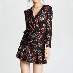 A.L.C. Haven Ruched Floral Prints Silk Dress Sz. 4
